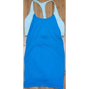 Lululemon Practice Freely No Limits Built In Bra Tank Top Sz 6 Blue Aqua 2-in-1